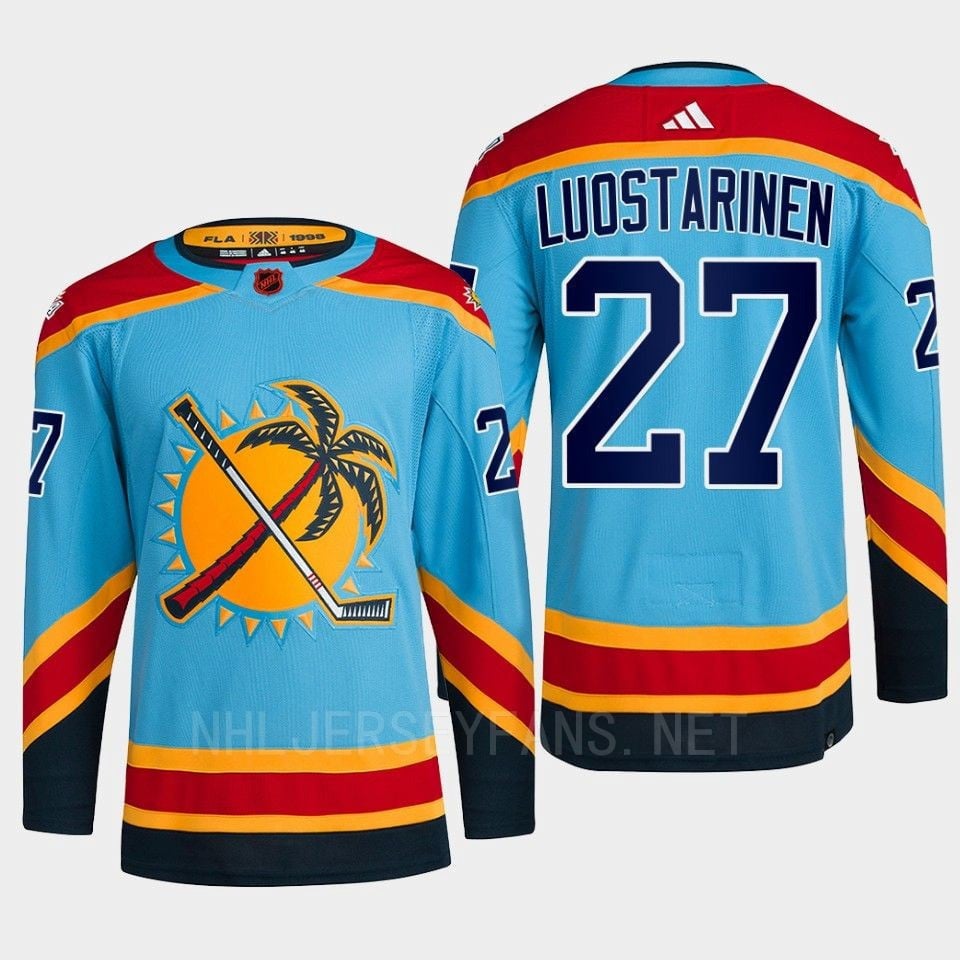 Florida Panthers 2022 Reverse Retro 2.0 Eetu Luostarinen 27 Blue Primegreen NHL Jersey Men's