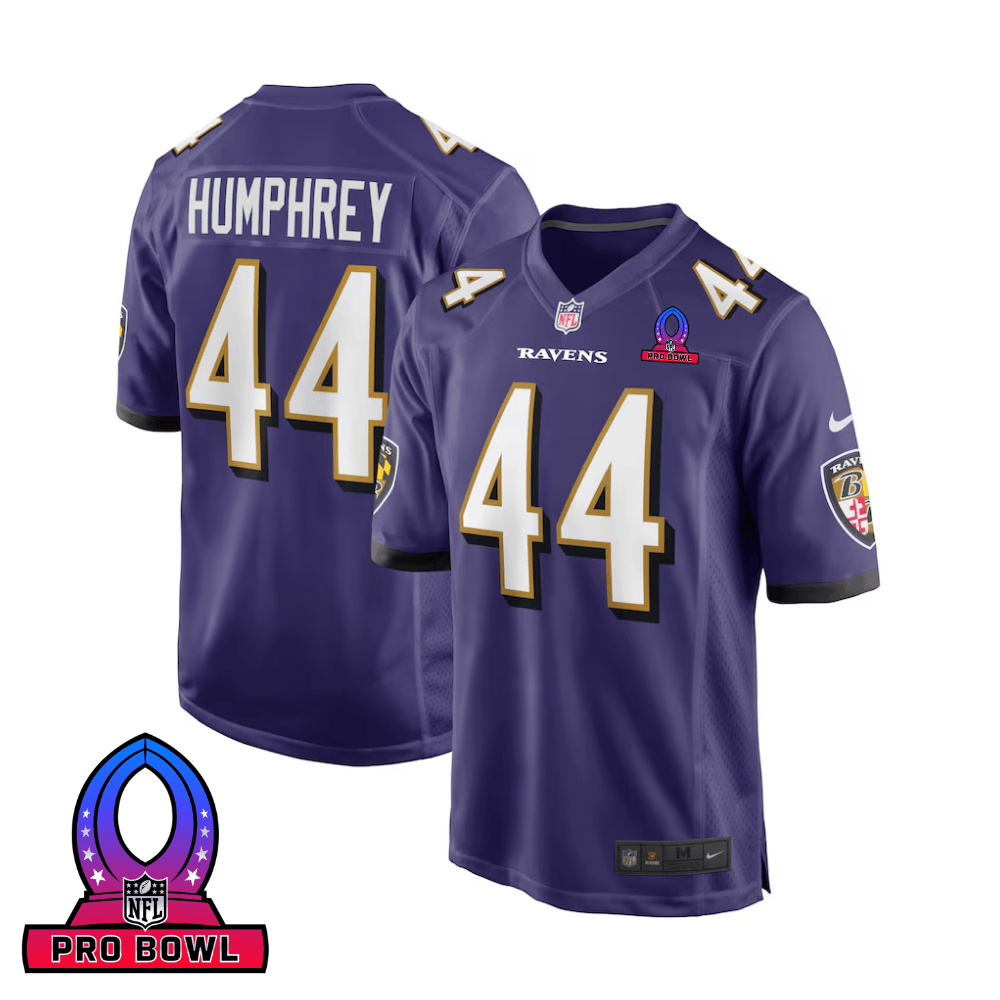Marlon Humphrey 44 Baltimore Ravens 2025 Pro Bowl Patch Game Purple NFL Jersey Men's