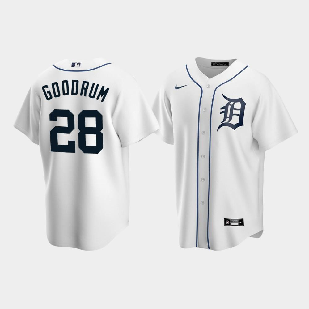 Detroit Tigers 28 Niko Goodrum White Home MLB Jersey Men's