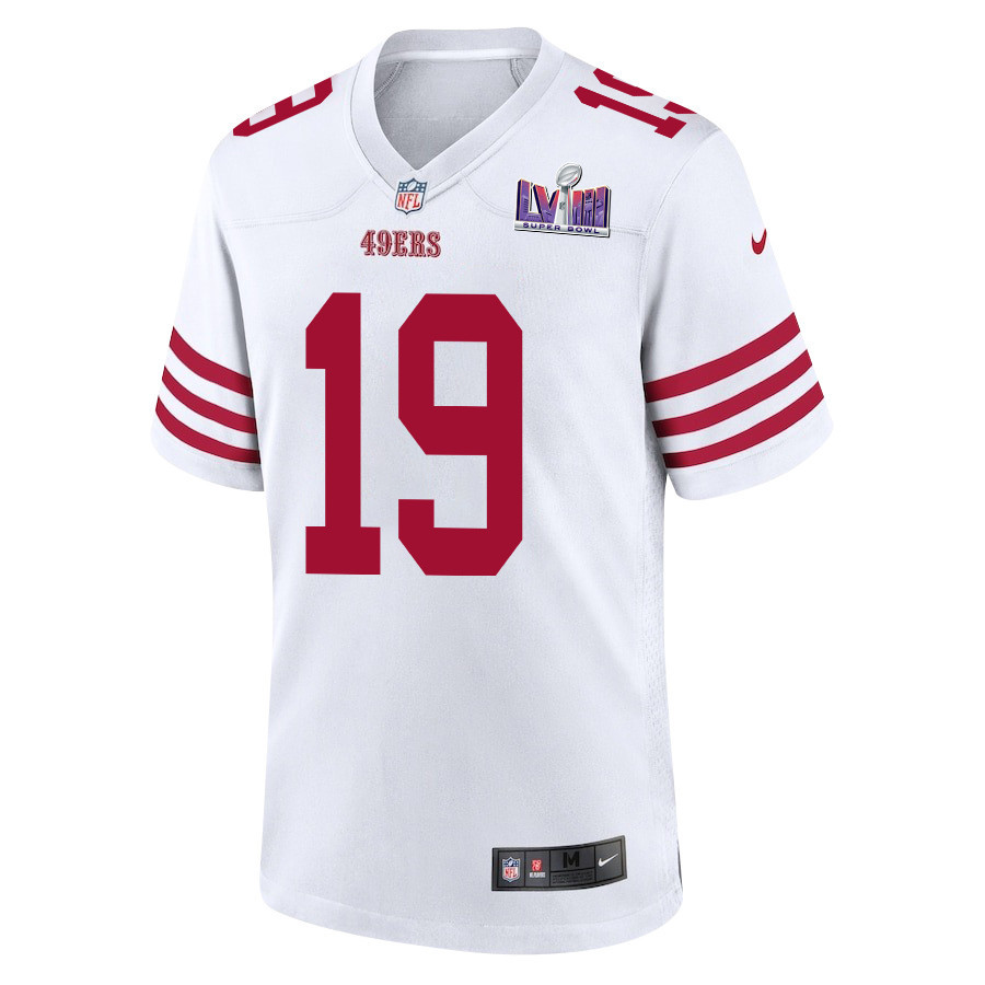 Deebo Samuel 19 San Francisco 49ers Super Bowl LVIII Patch Game White NFL Jersey Men's