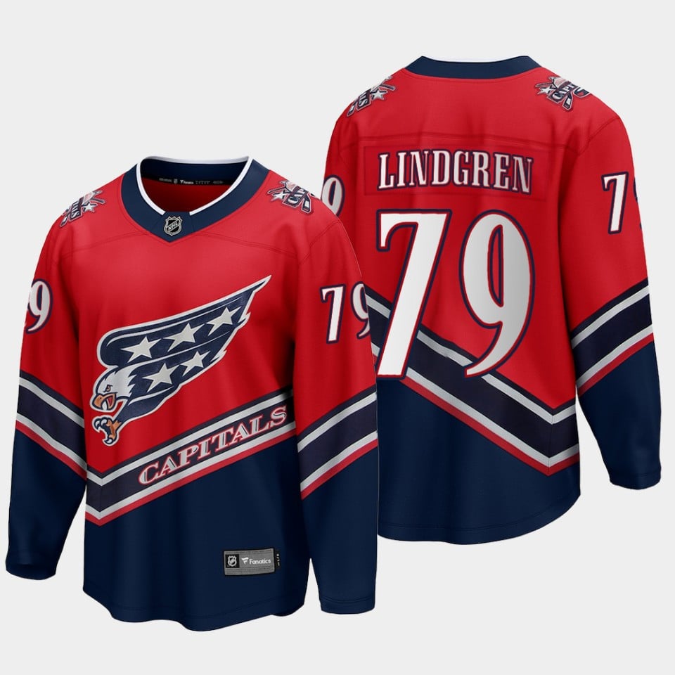Charlie Lindgren 79 Washington Capitals 2022 Special Edition Reverse Retro Red NHL Jersey Men's