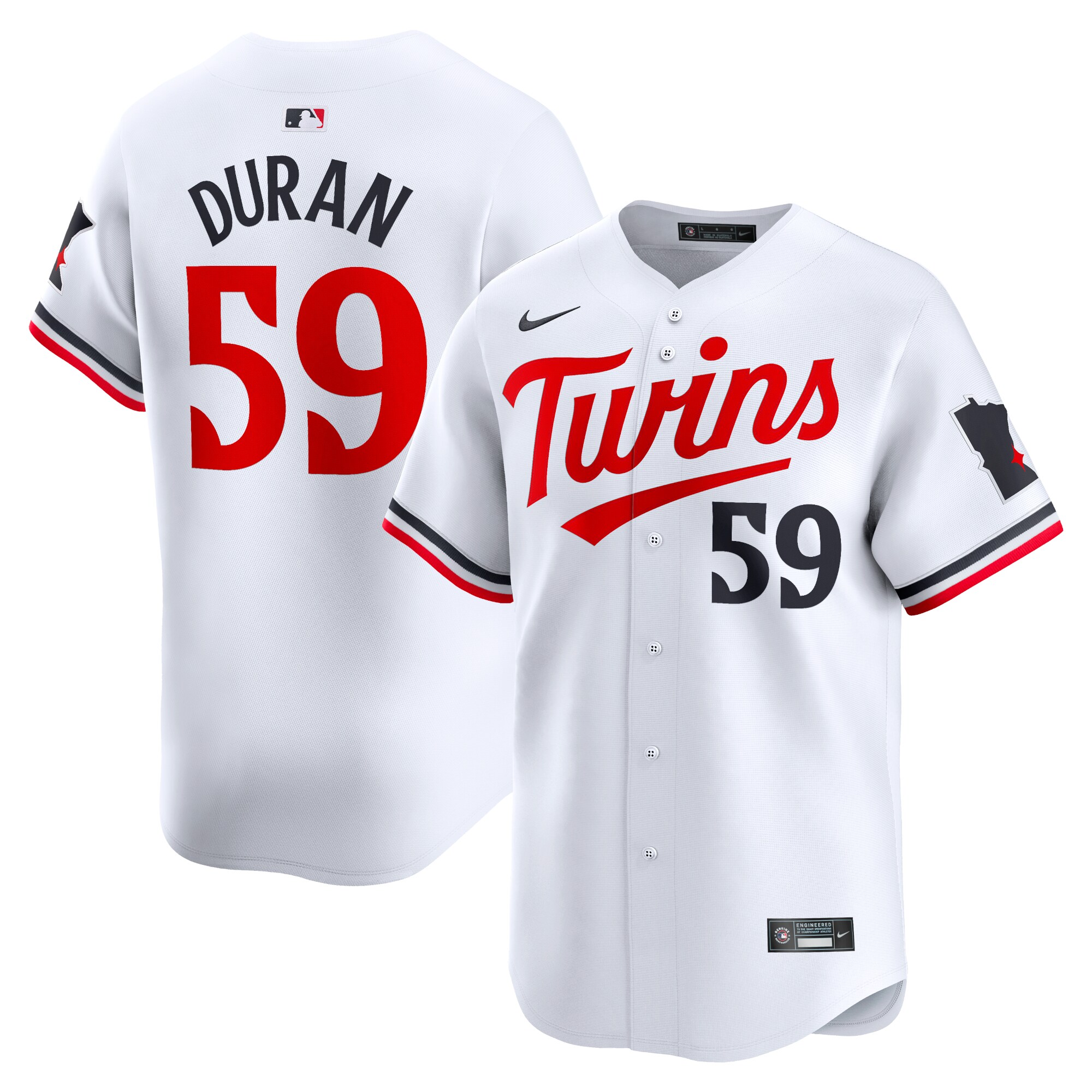 Minnesota Twins Jhoan Duran White Home Limited Player MLB Jersey Men's