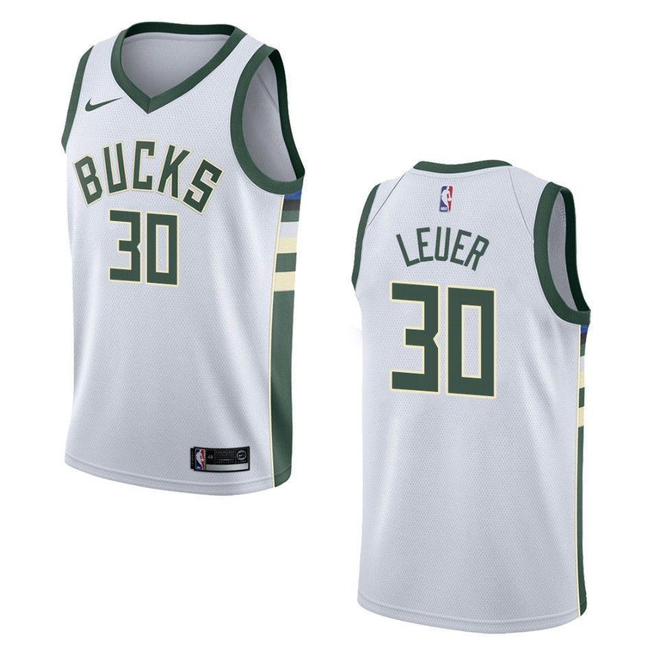 Milwaukee Bucks 30 Jon Leuer Association Swingman White NBA Jersey Men's