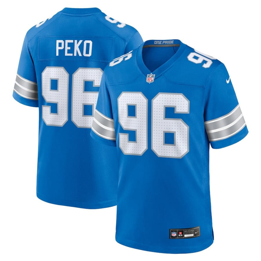 Kyle Peko 96 Detroit Lions Game Blue NFL Jersey Men's