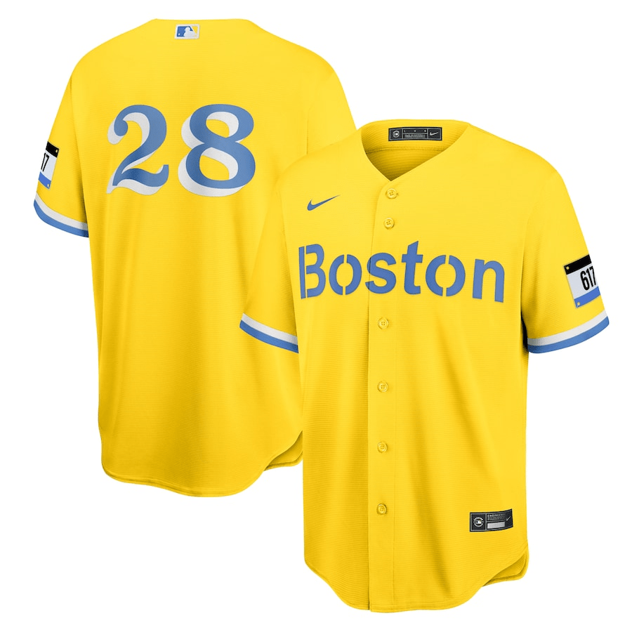 J.D. Martinez 28 Boston Red Sox City Connect Gold/Light Blue MLB Jersey Men's