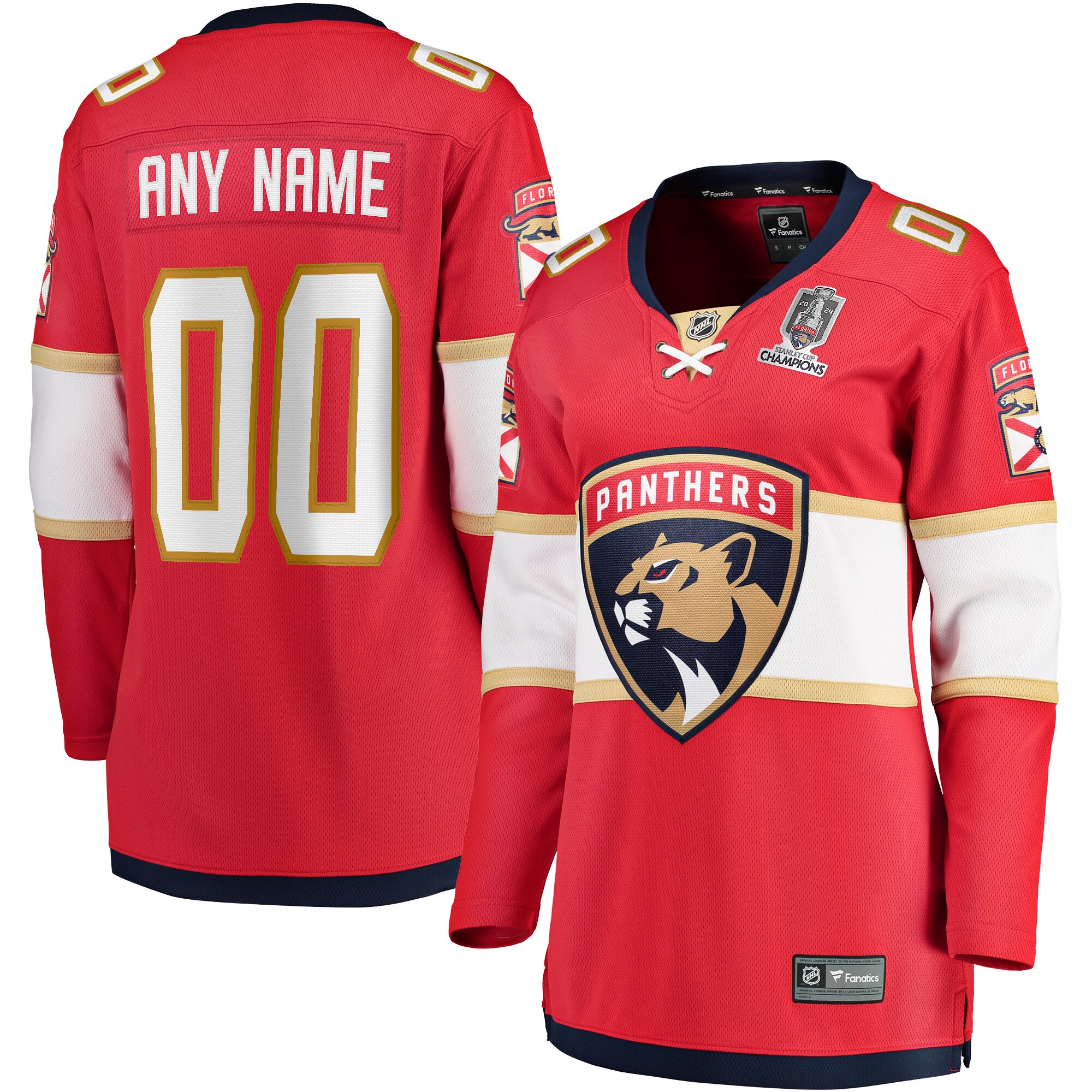 Florida Panthers Red Home 2024 Stanley Cup Champions Breakaway Custom NHL Jersey Women's