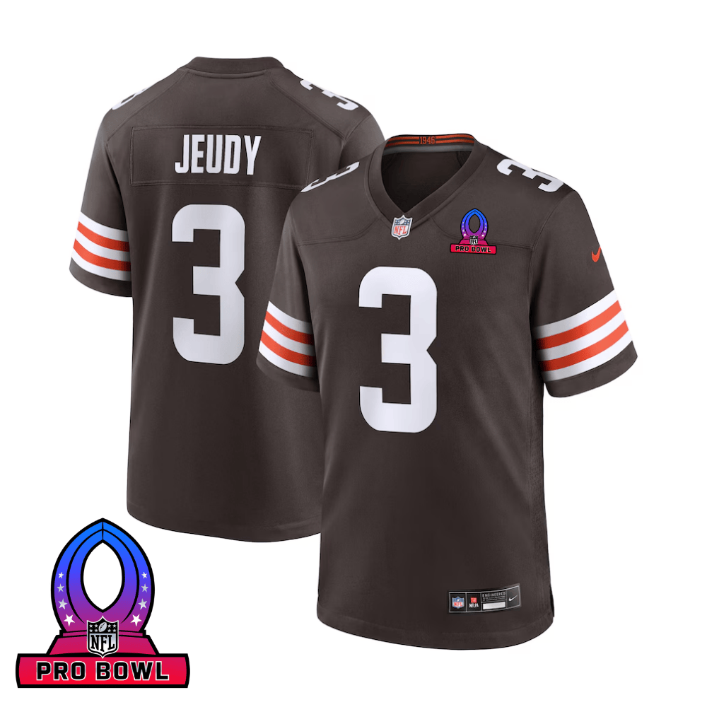 Jerry Jeudy 3 Cleveland Browns 2025 Pro Bowl Patch Game Brown NFL Jersey Men's