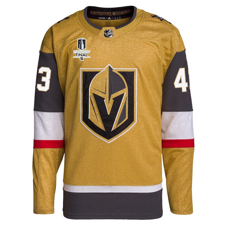 Paul Cotter 43 Vegas Golden Knights Stanley Cup 2023 Final Patch Home Breakaway Gold NHL Jersey Men's