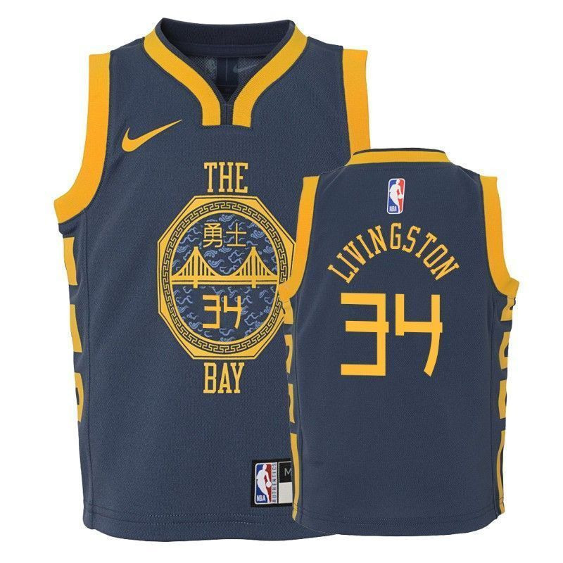 Golden State Warriors Shaun Livingston 34 City Navy NBA Jersey Youth