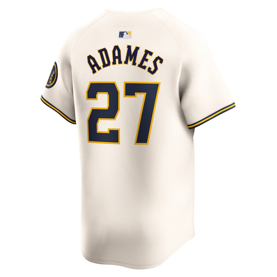 Willy Adames 27 Milwaukee Brewers Home Limited Player Cream MLB Jersey Men's