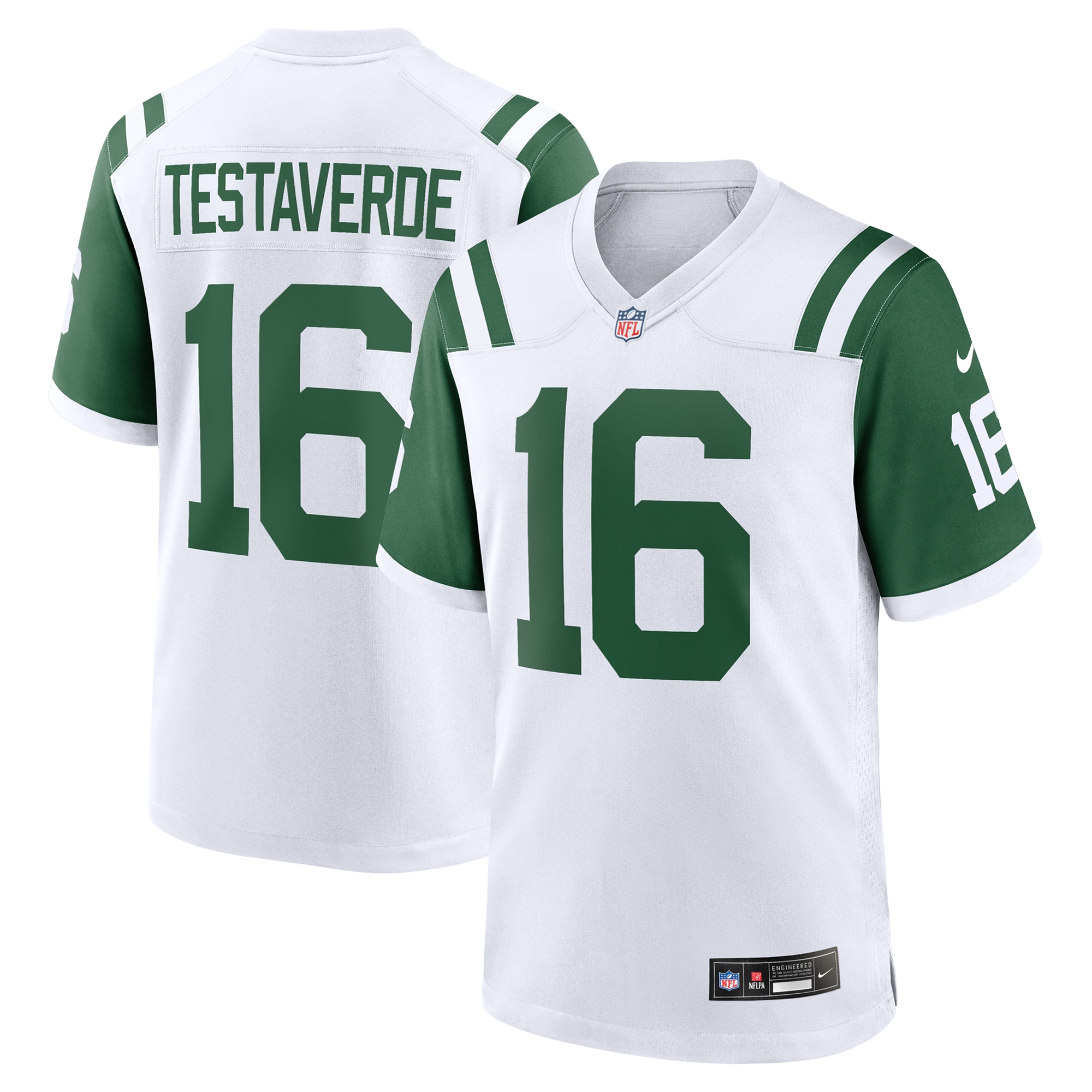 New York Jets Vinny Testaverde White Classic Alternate Retired Player Game NFL Jersey Men's