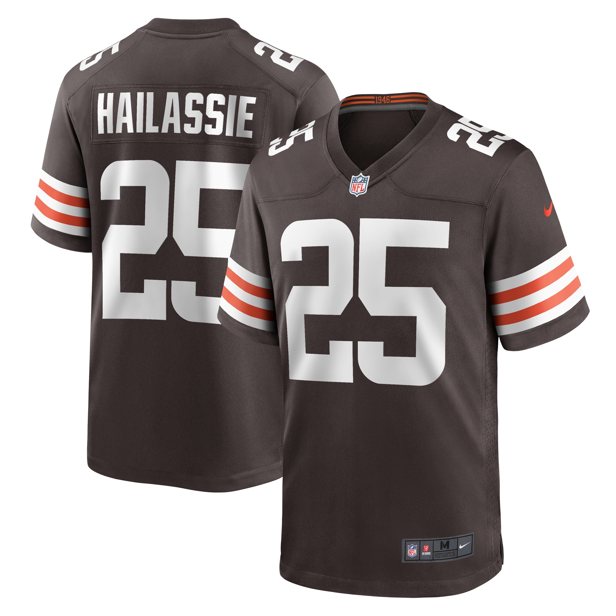 Cleveland Browns Kahlef Hailassie Brown Team Game NFL Jersey Men's