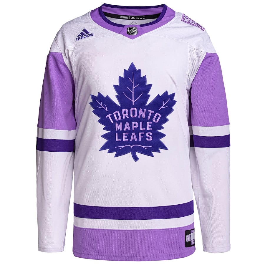 Toronto Maple Leafs Fights Cancer Primegreen White/Purple NHL Jersey Men's