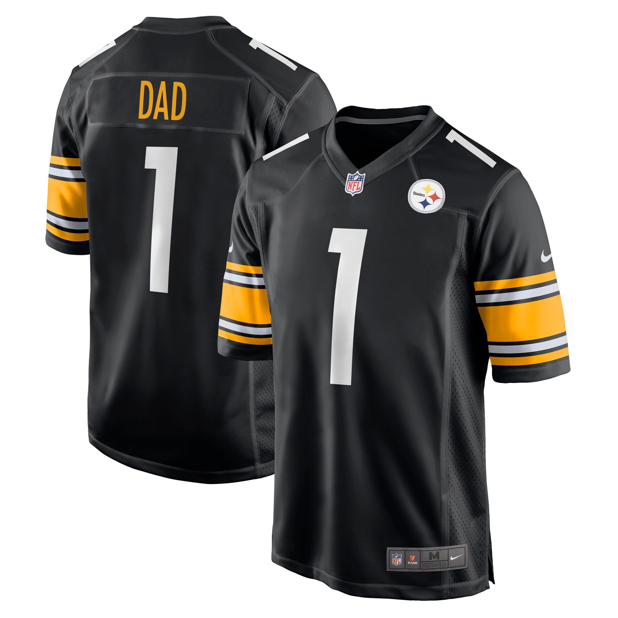 Pittsburgh Steelers Number 1 Dad Black Game NFL Jersey Men's