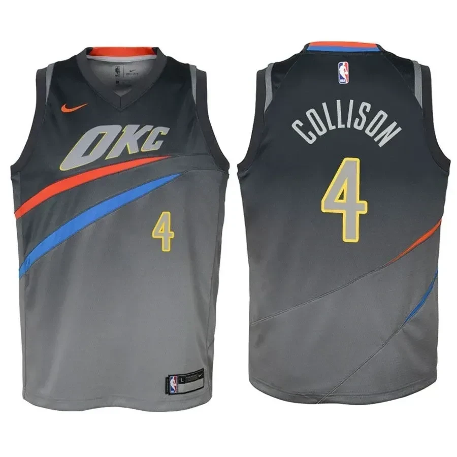 Thunder Nick Collison 4 City Edition Gray NBA Jersey Youth