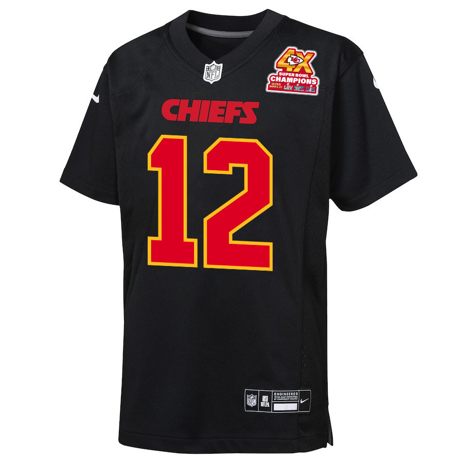 Harrison Butker 7 Kansas City Chiefs Super Bowl LVIII Champions 4X Fashion Game Carbon Black NFL Jersey Youth