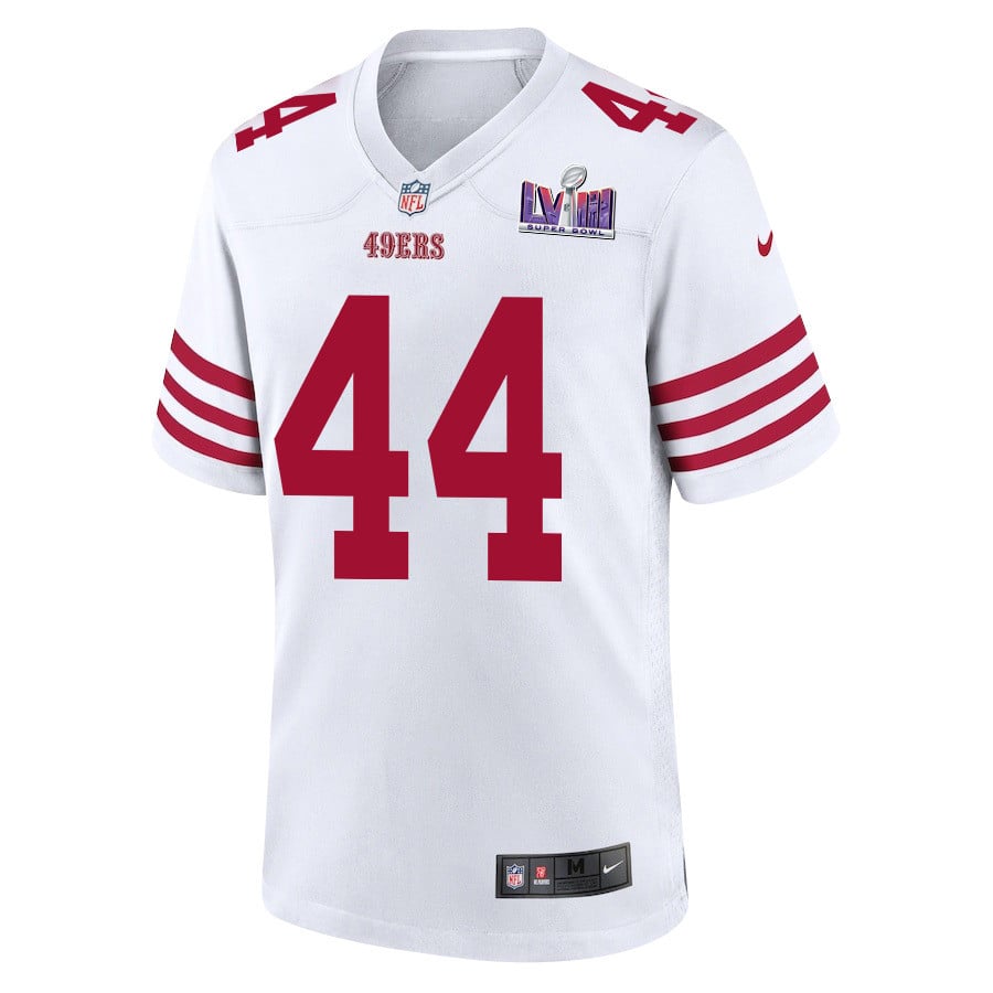 Kyle Juszczyk 44 San Francisco 49ers Super Bowl LVIII Patch Game White NFL Jersey Men's