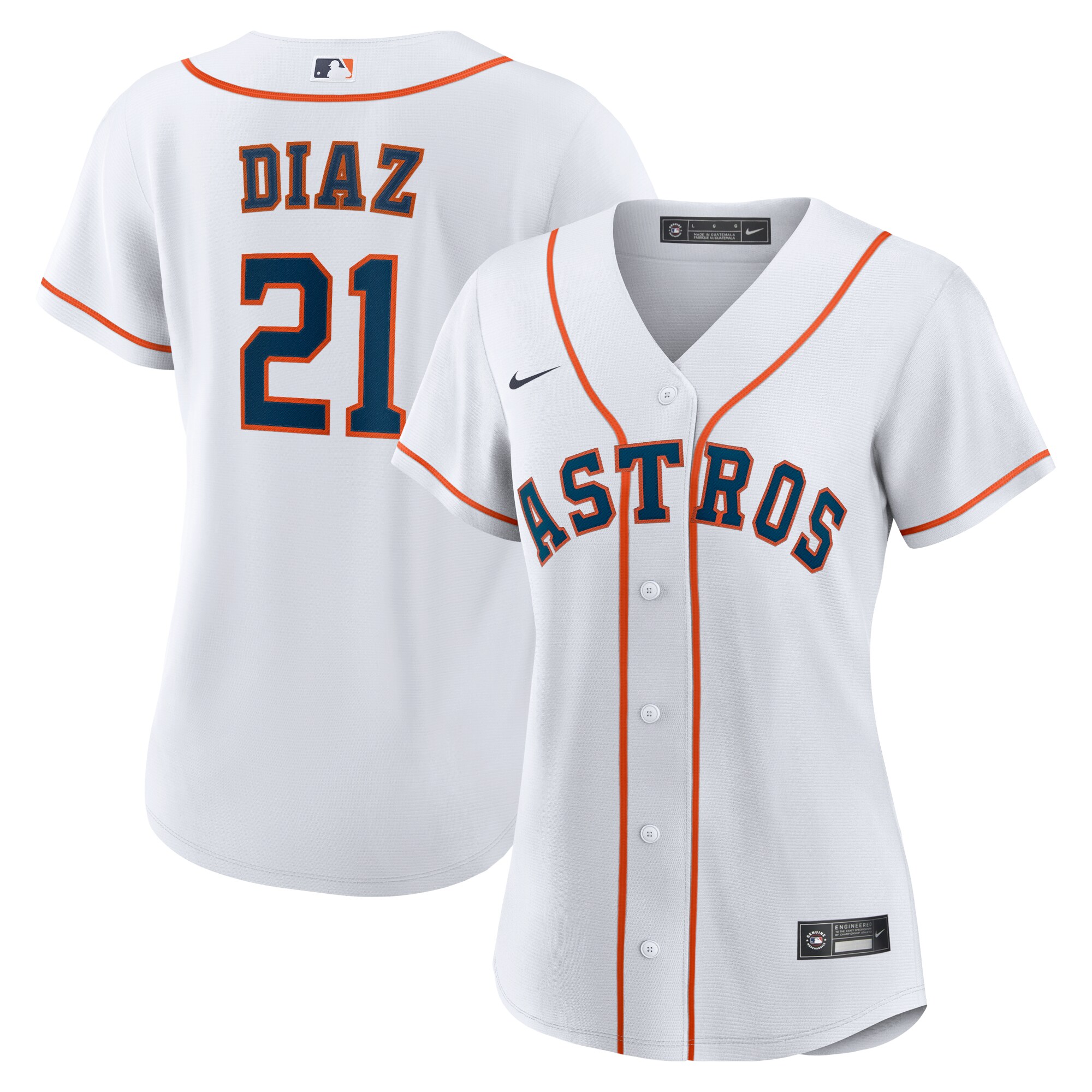 Houston Astros Yainer Diaz White Home MLB Jersey Women's