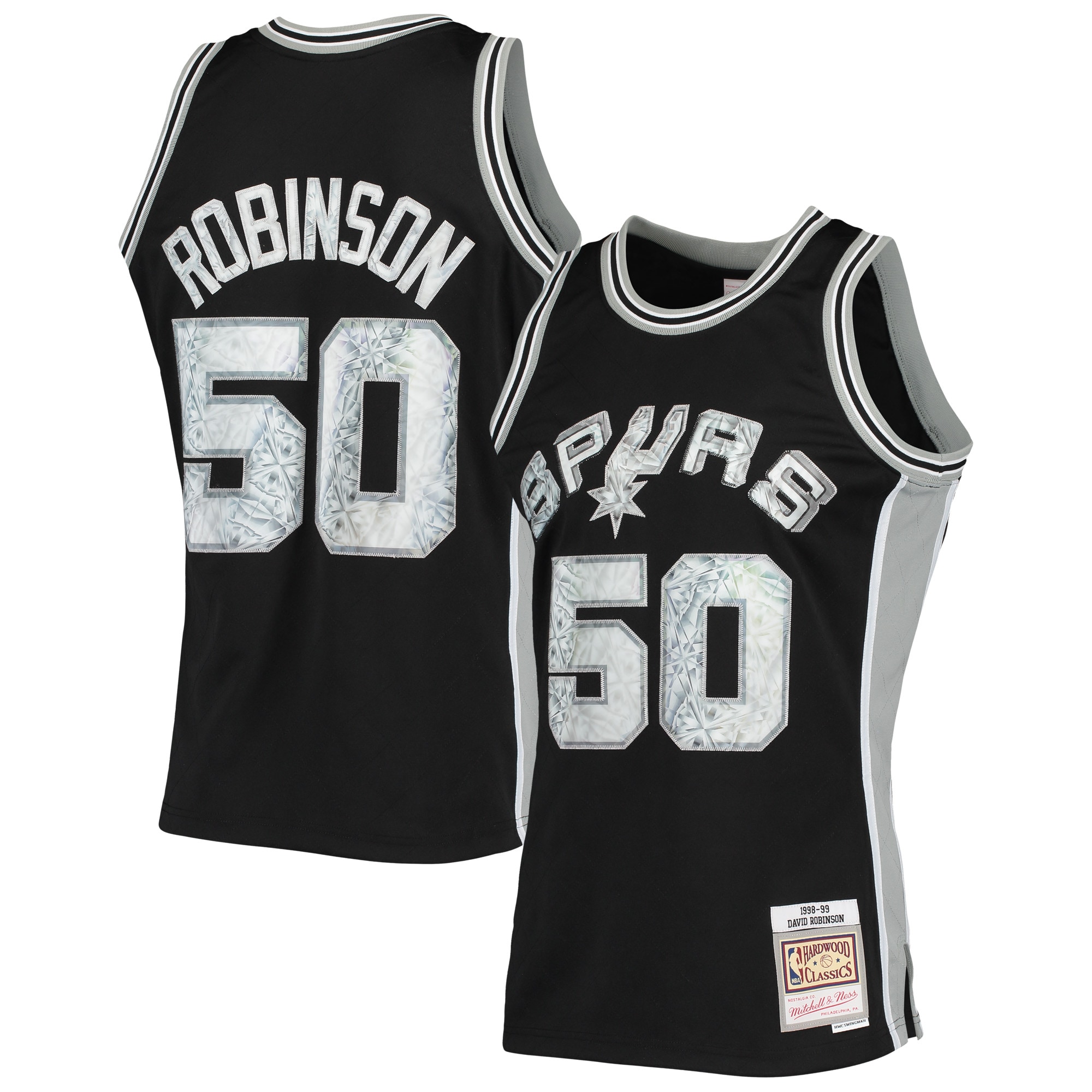 Mitchell Ness David Robinson Black San Antonio Spurs 1998/99 Hardwood Classics 75th Anniversary Diamond Swingman NBA Jersey Men's