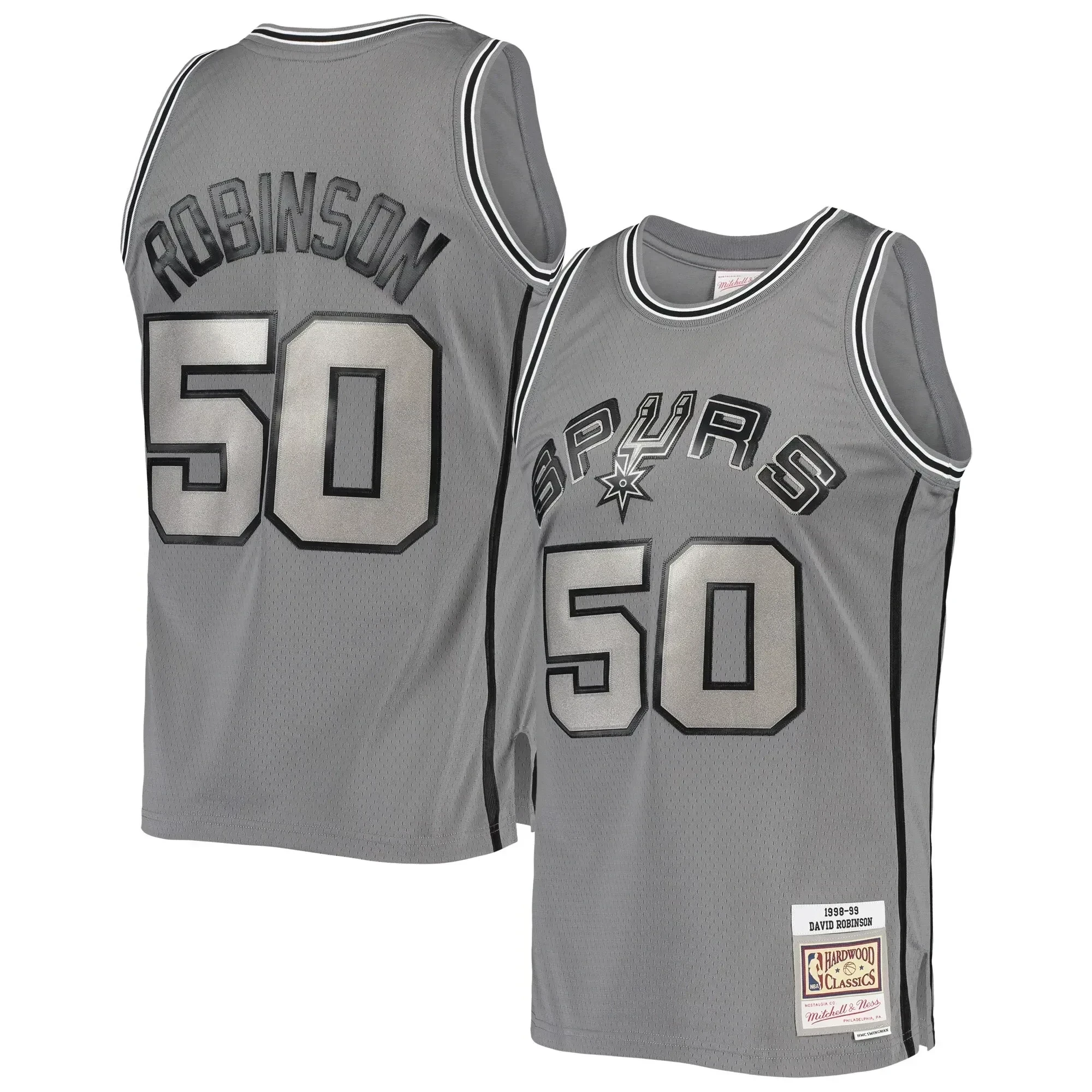David Robinson San Antonio Spurs Mitchell Ness Hardwood Classics Retired Player 1998/99 Metal Works Swingman ??Charcoal NBA Jersey Men's