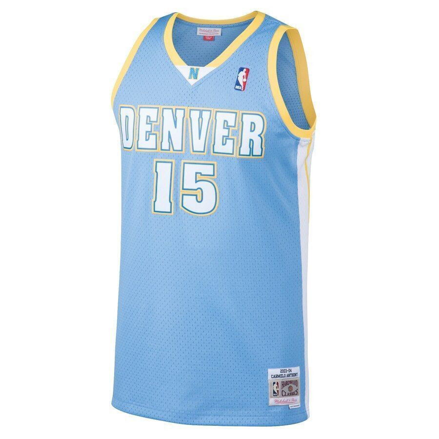 Carmelo Anthony Denver Nuggets Mitchell Ness 2003-04 Hardwood Classics Swingman Light Blue NBA Jersey Men's
