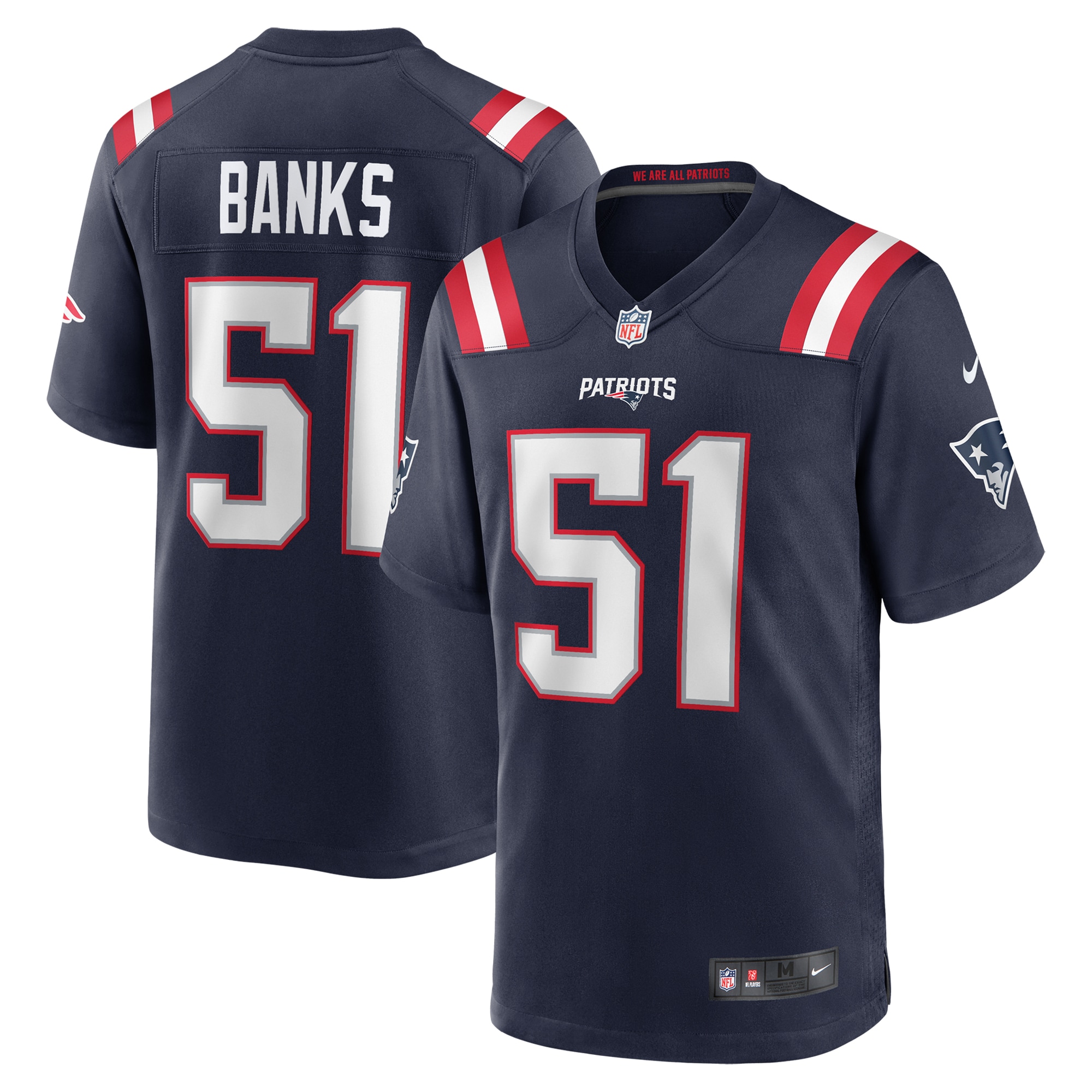 New England Patriots Keshawn Banks Navy Game NFL Jersey Men's