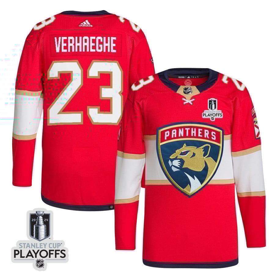 Carter Verhaeghe 23 Florida Panthers 2024 Playoffs Patch Home Red NHL Jersey Men's