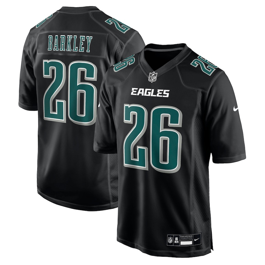 Saquon Barkley 26 Philadelphia Eagles Fashion Game Carbon Black NFL Jersey Men's