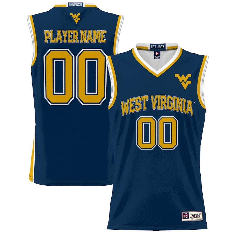 West Virginia Mountaineers NIL Custom Navy NCAA Jersey Men's