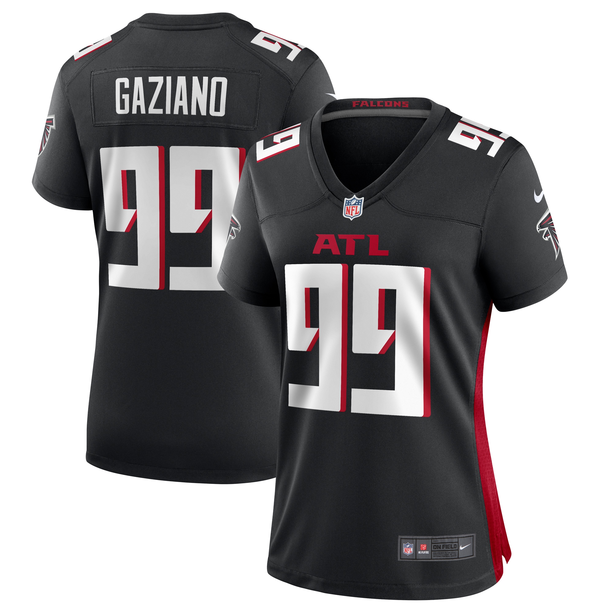 Atlanta Falcons Joe Gaziano Black Team Game NFL Jersey Women's