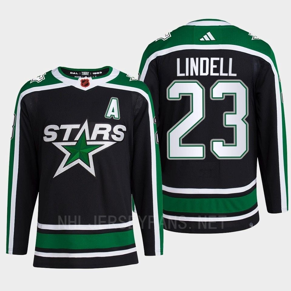 Esa Lindell 23 Reverse Retro 2.0 2022 Dallas Stars Black Pro Primegreen NHL Jersey Men's