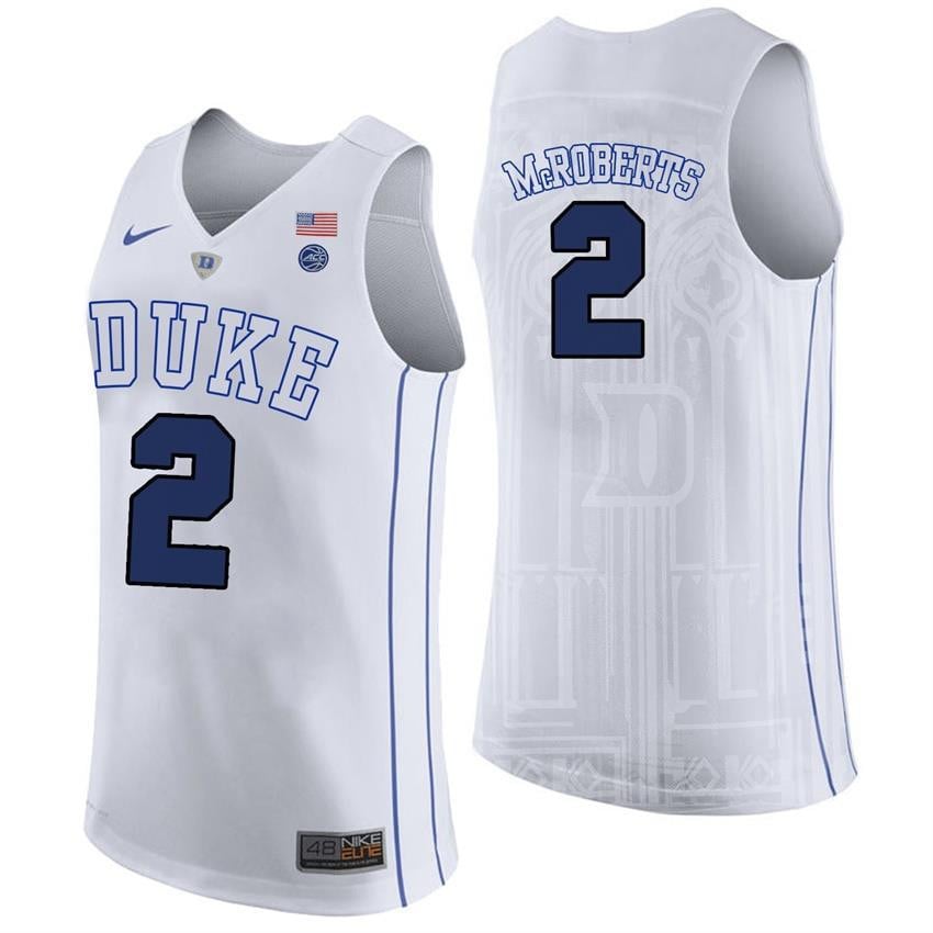 Duke Blue Devils 2 Josh McRobert White College Player Performance NCAA Jersey Men's