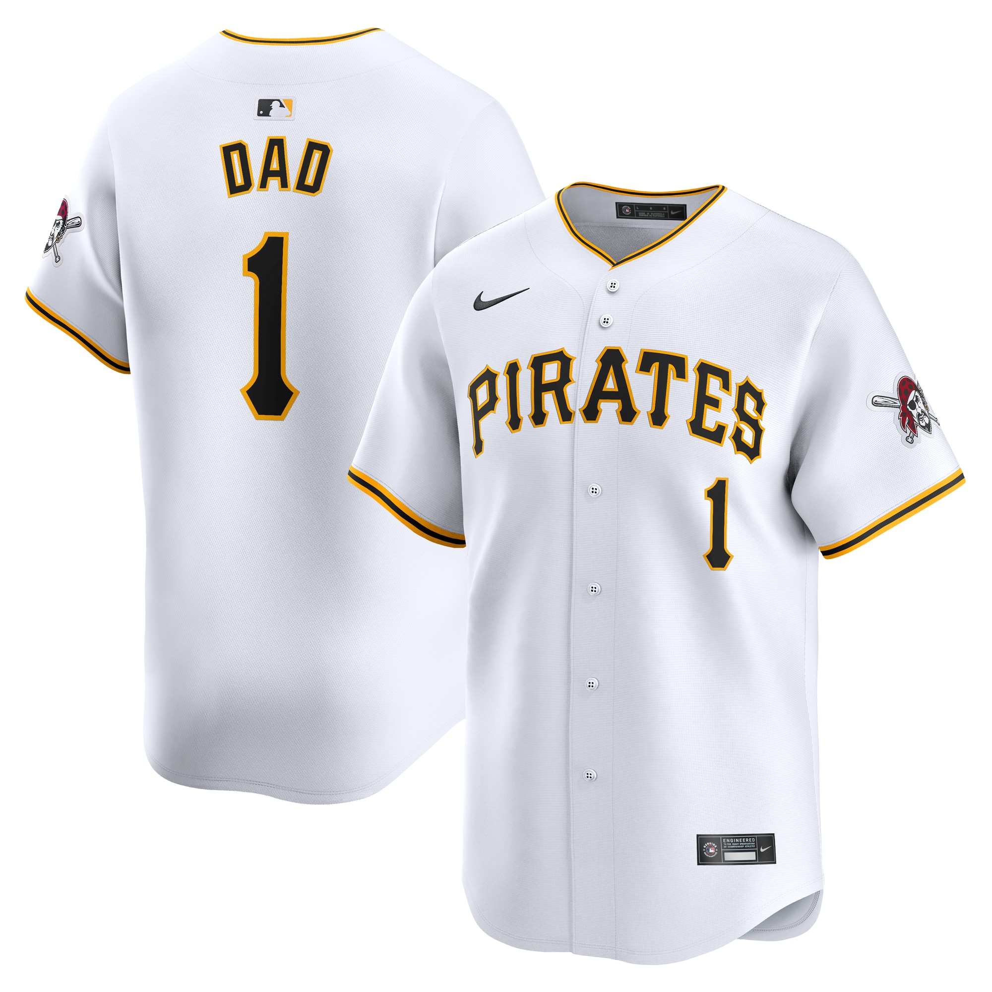 Pittsburgh Pirates White #1 Dad Home Limited MLB Jersey Men's