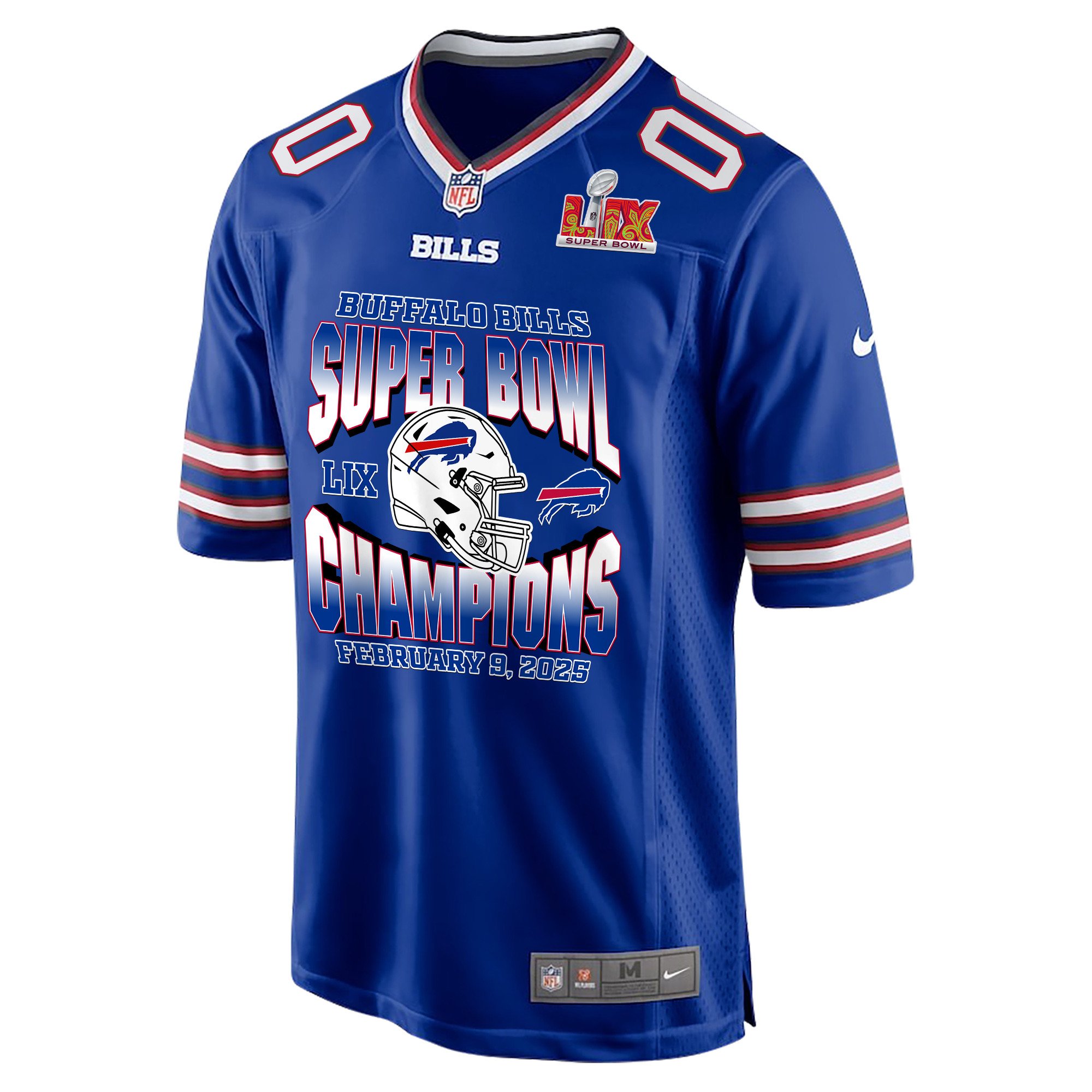 Buffalo Bills Super Bowl LIX Champions Helmet Game Custom Royal NFL Jersey Men's