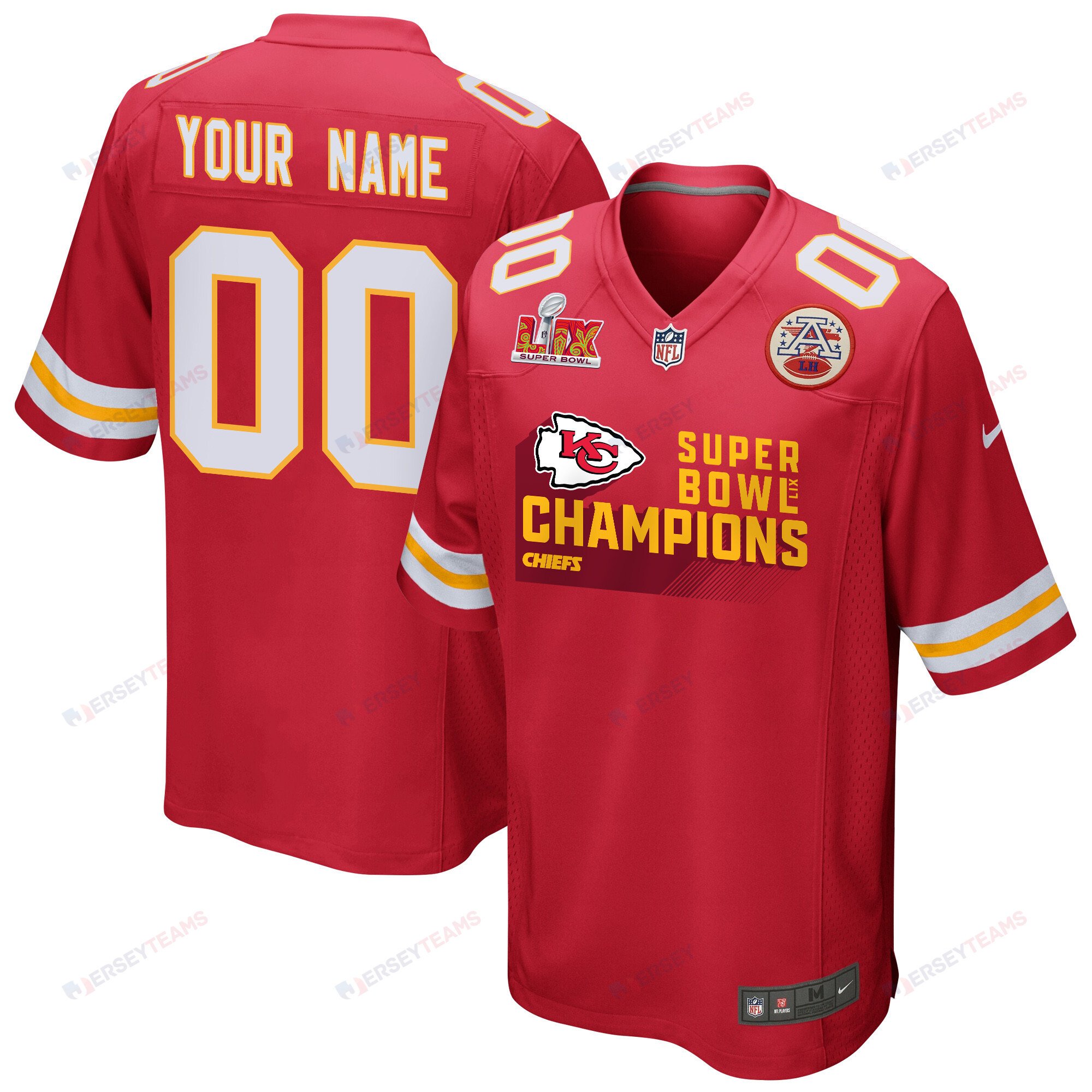 Kansas City Chiefs Super Bowl LIX Champions V4 Game Custom Red NFL Jersey Men's
