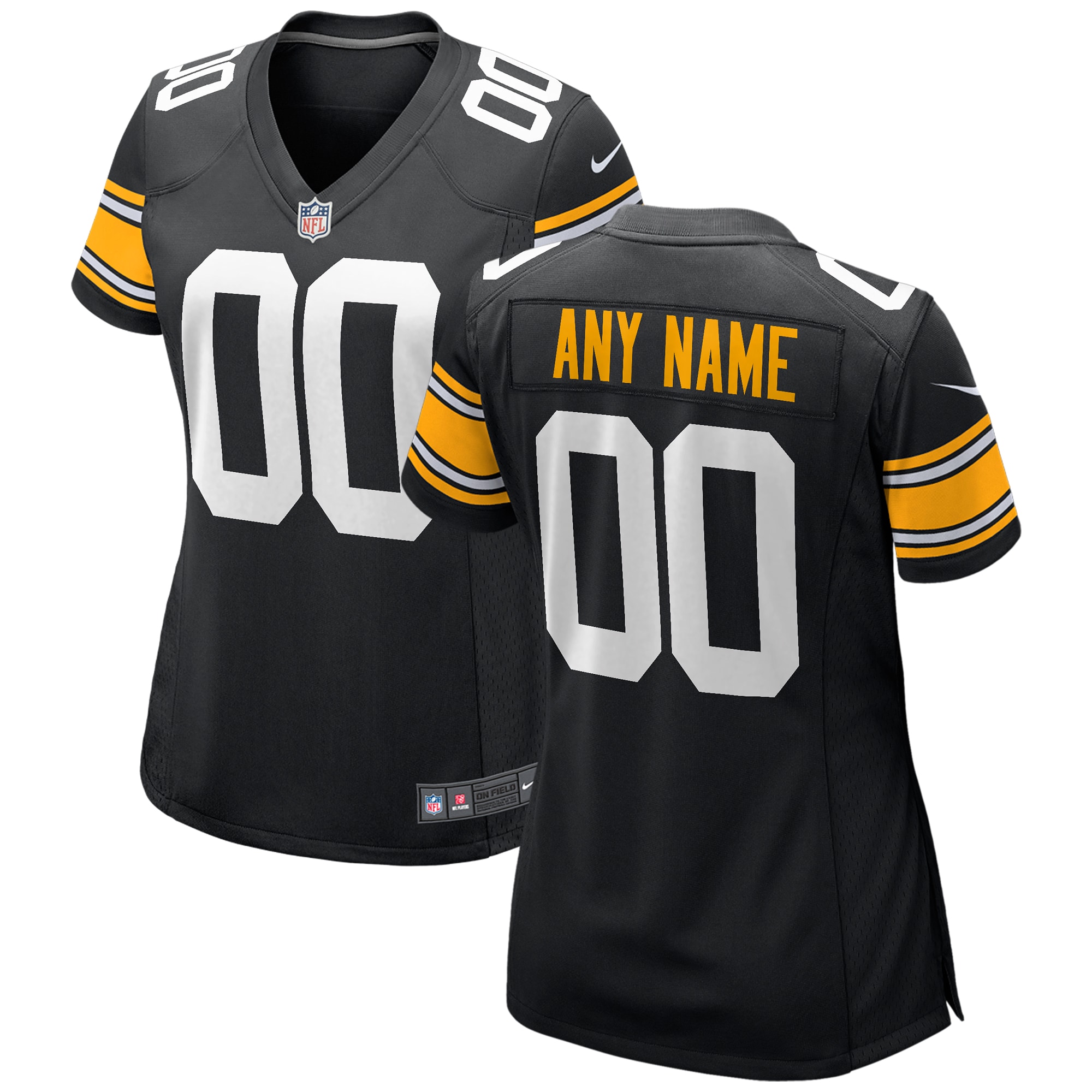 Black Pittsburgh Steelers Alternate Custom Game NFL Jersey Women's