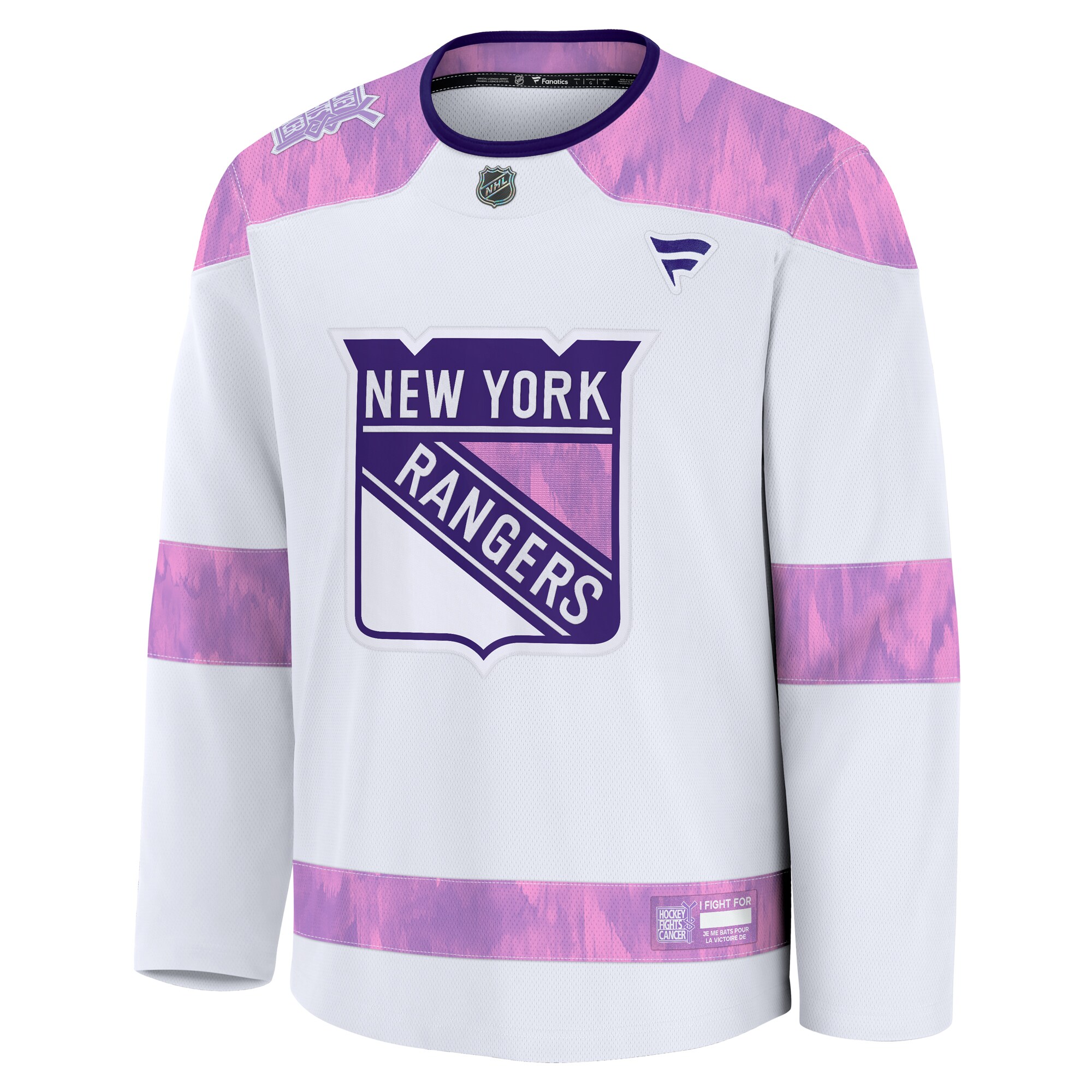 New York Rangers White 2024 Fights Cancer Practice NHL Jersey Men's