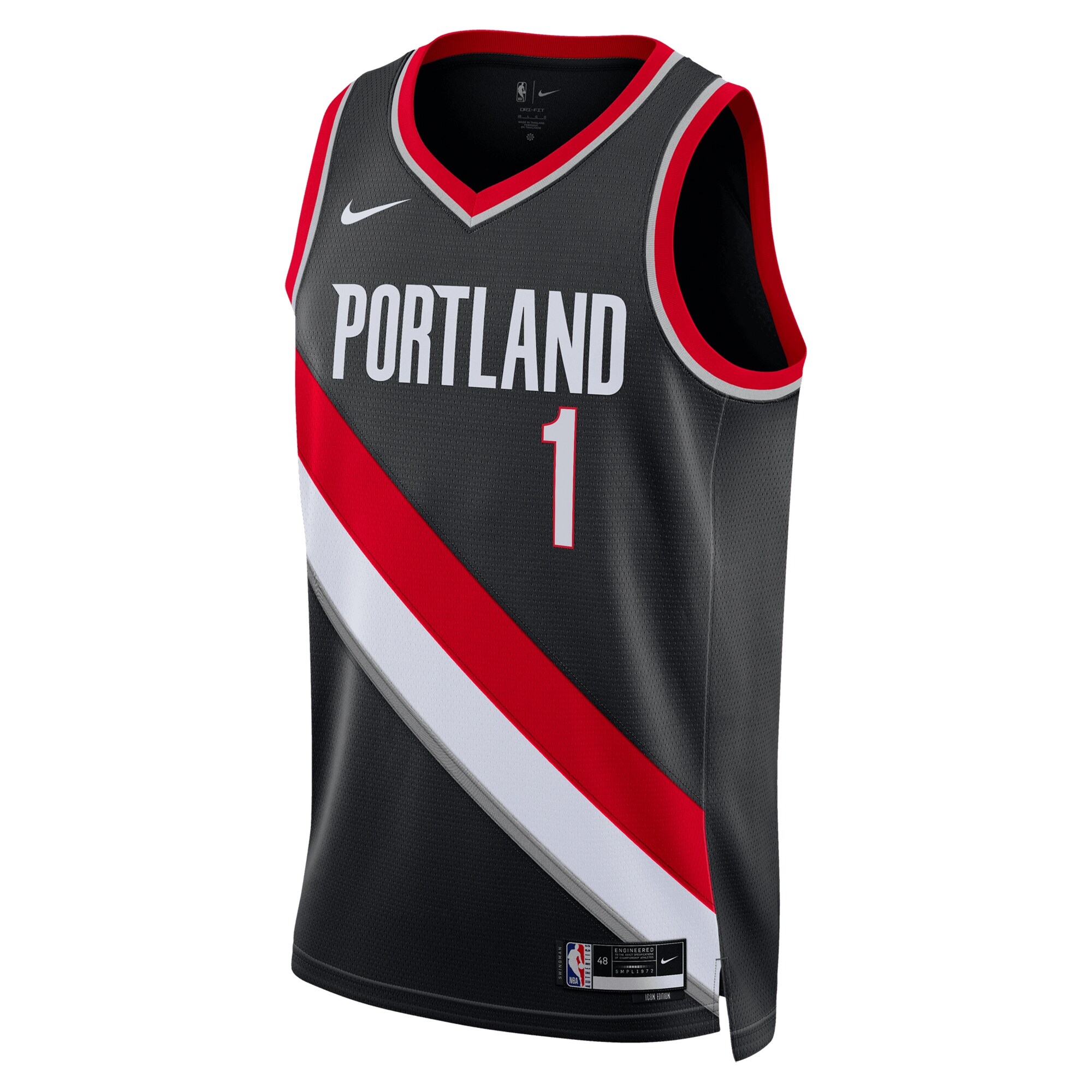 Camiseta Icon Swingman de los Portland Trail Blazers Negro Anfernee Simons NBA Jersey Men's