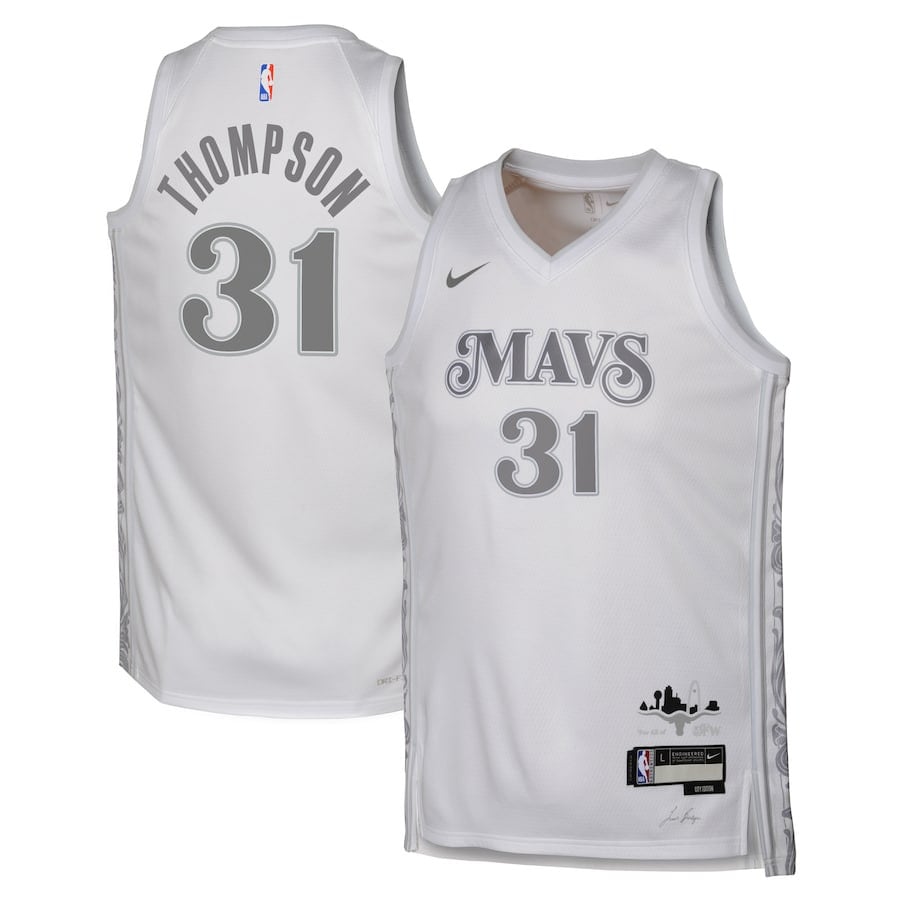 Klay Thompson 31 Dallas Mavericks 2024/25 Swingman Playe City Editio White NBA Jersey Youth