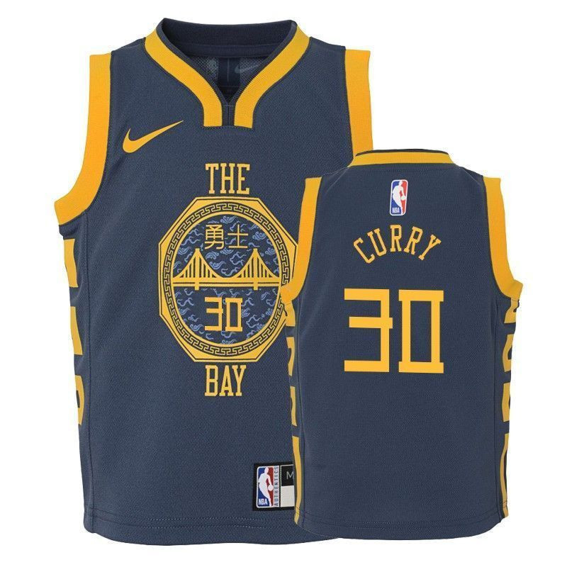 Golden State Warriors Stephen Curry 30 City Navy NBA Jersey Youth