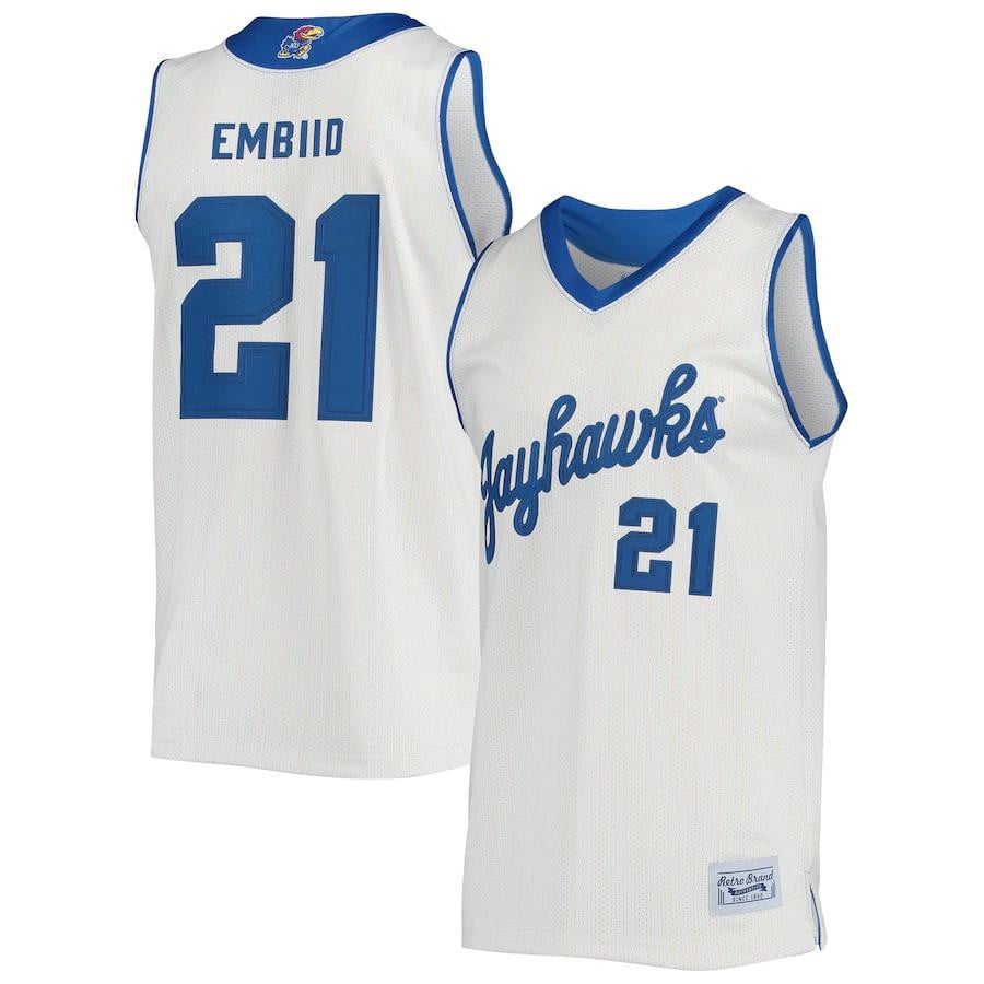 Joel Embiid Kansas Jayhawks Commemorative Classic Cream NCAA Jersey Men's
