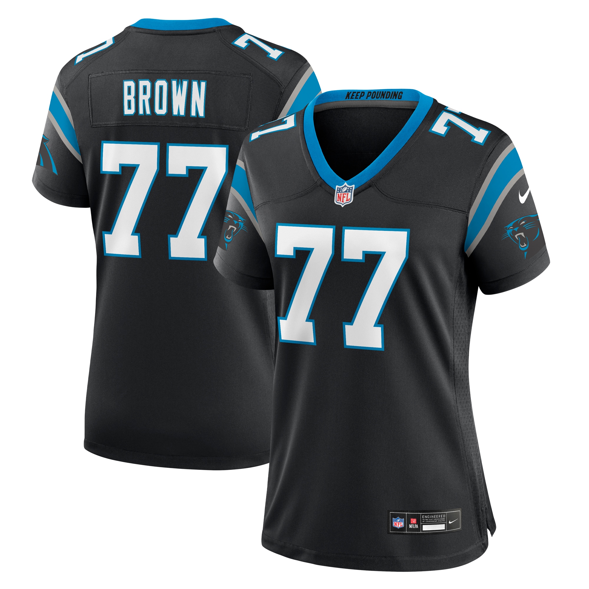 Carolina Panthers Deonte Brown Black Team Game NFL Jersey Women's