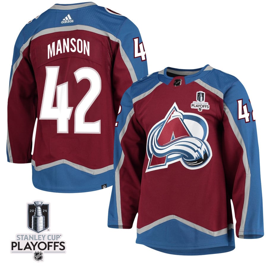 Josh Manson 42 Colorado Avalanche 2024 Playoffs Patch Home Men NHL Jersey Men's