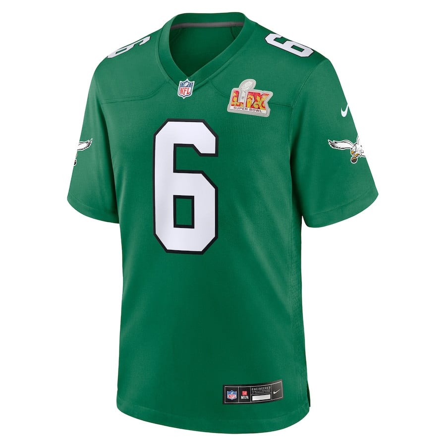 DeVonta Smith 6 Philadelphia Eagles Super Bowl LIX 2nd Alternate Game Kelly Green NFL Jersey Men's