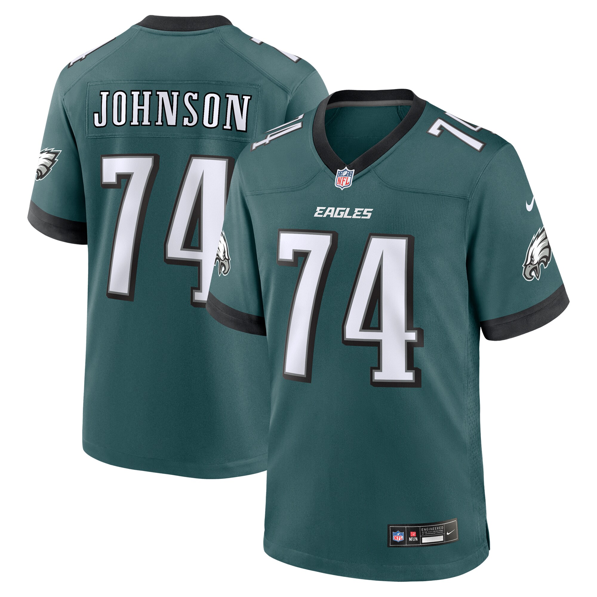 Philadelphia Eagles Fred Johnson Midnight Green Team Game NFL Jersey Men's
