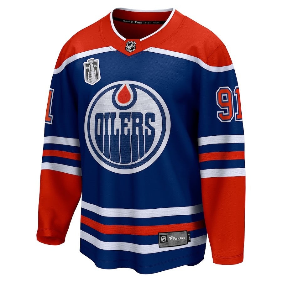 Evander Kane 91 Edmonton Oilers 2024 Stanley Cup Final Home Breakaway Player Royal NHL Jersey Men's