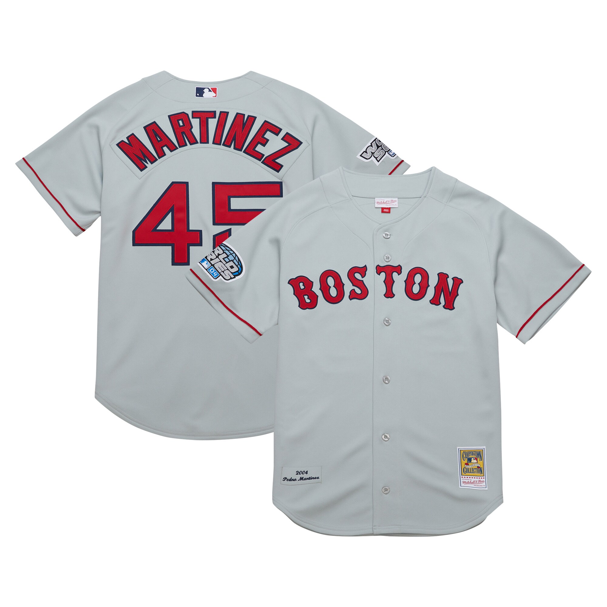 Boston Red Sox Pedro Martinez Mitchell Ness Gray 2004 Cooperstown Collection Throwback MLB Jersey Men's