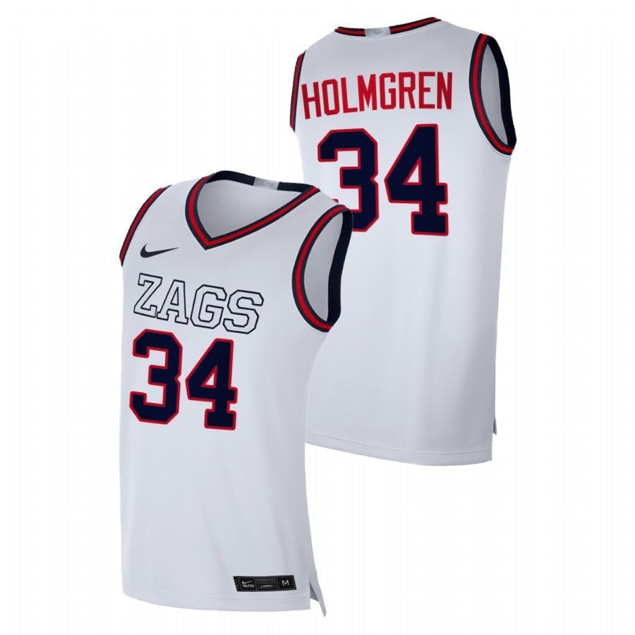 Gonzaga Bulldogs Chet Holmgren 3 White 2022 Draft top prospect NCAA Jersey Men's