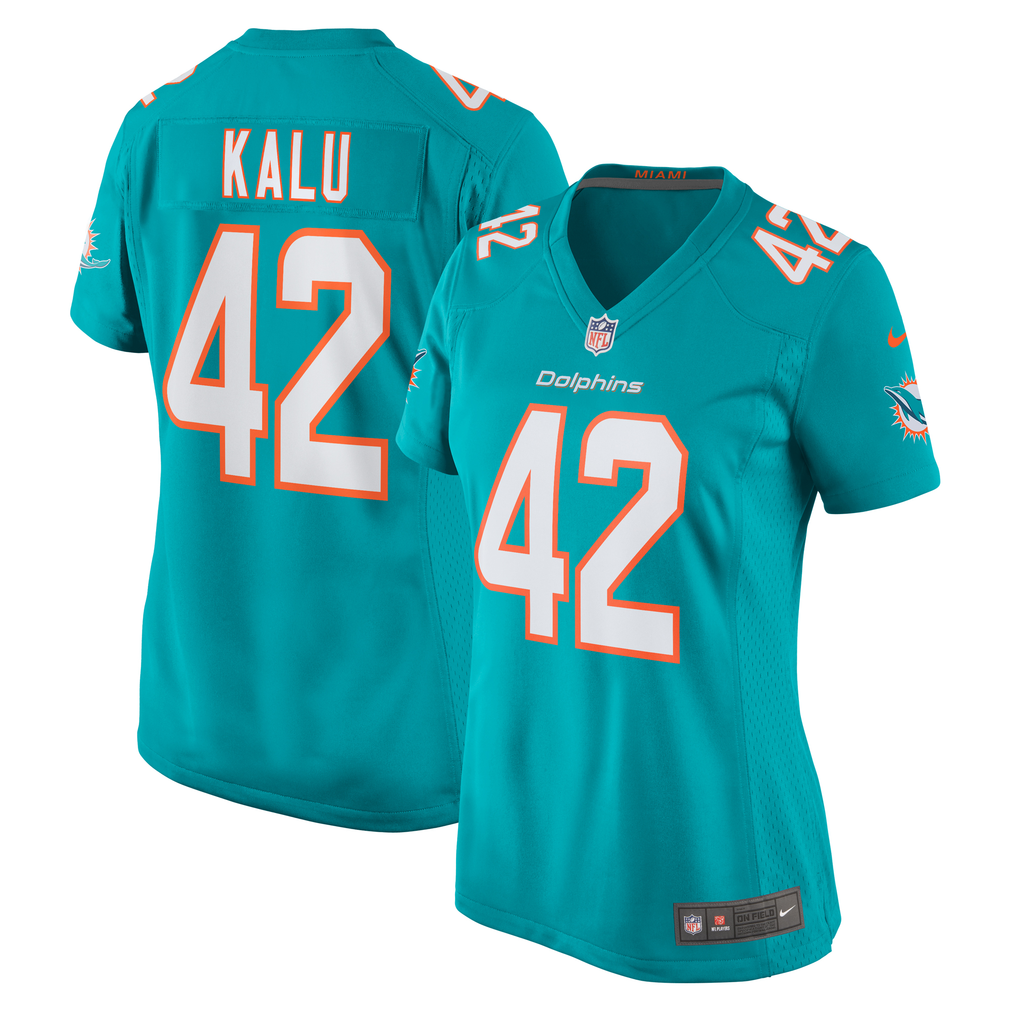 Miami Dolphins Joshua Kalu Aqua Team Game NFL Jersey Women's