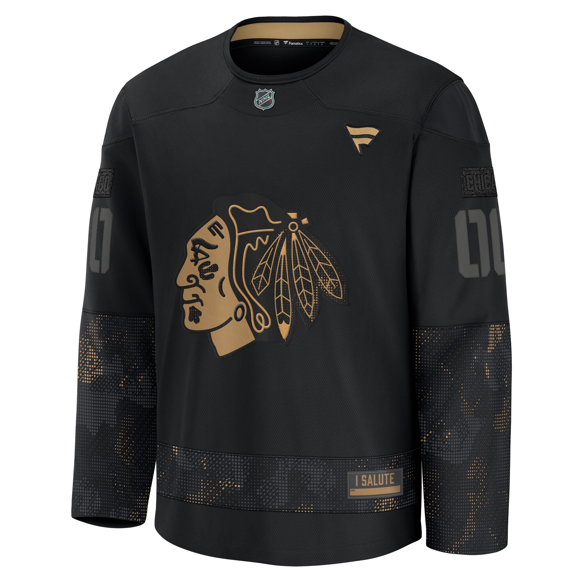 Chicago Blackhawks Black 2024 Military Appreciation Custom Practice NHL Jersey Men's